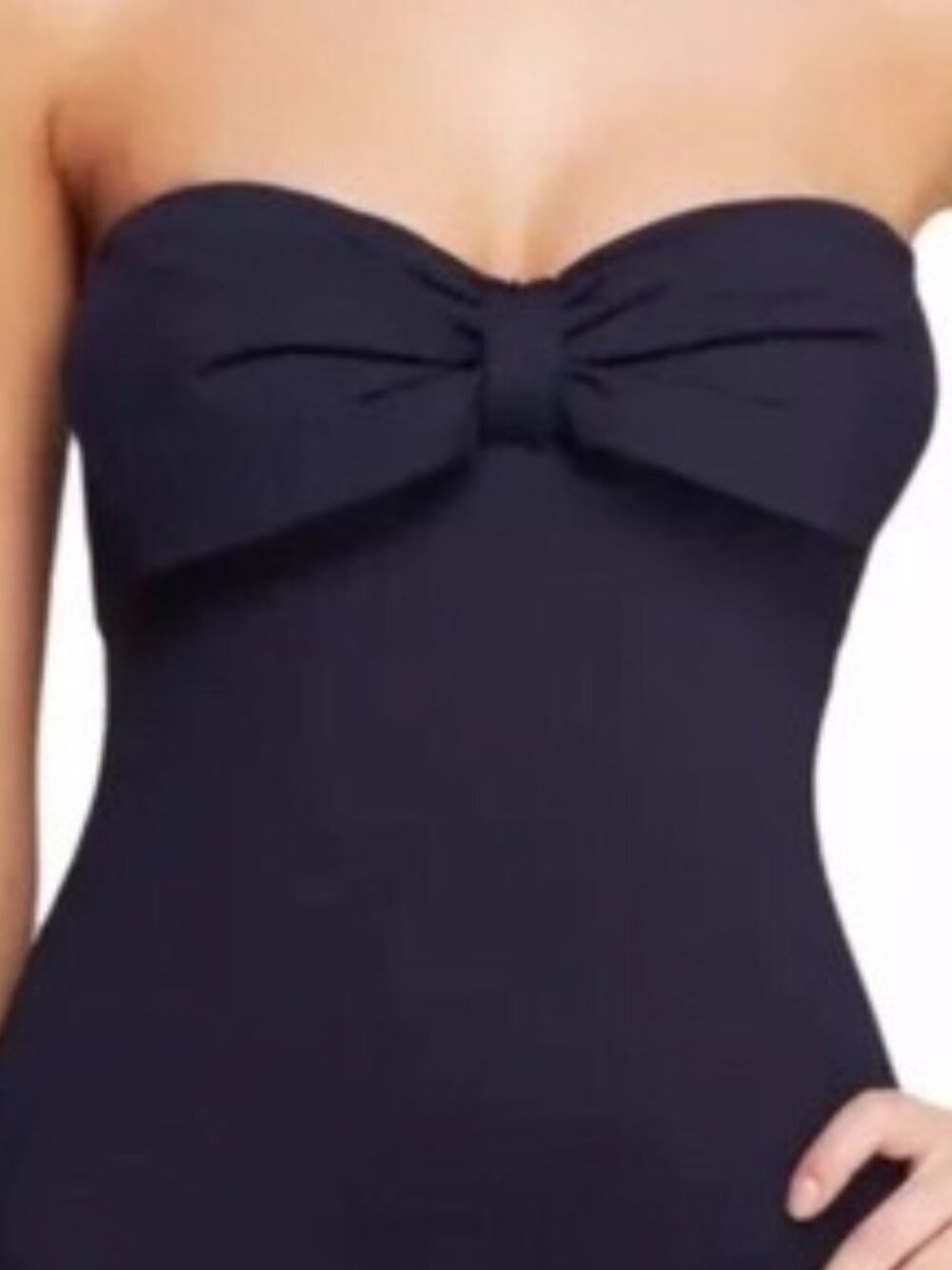 New KATE SPADE XS Rich Navy Georgica Beach Bow Bandeau Swimsuit Extra Small NWT